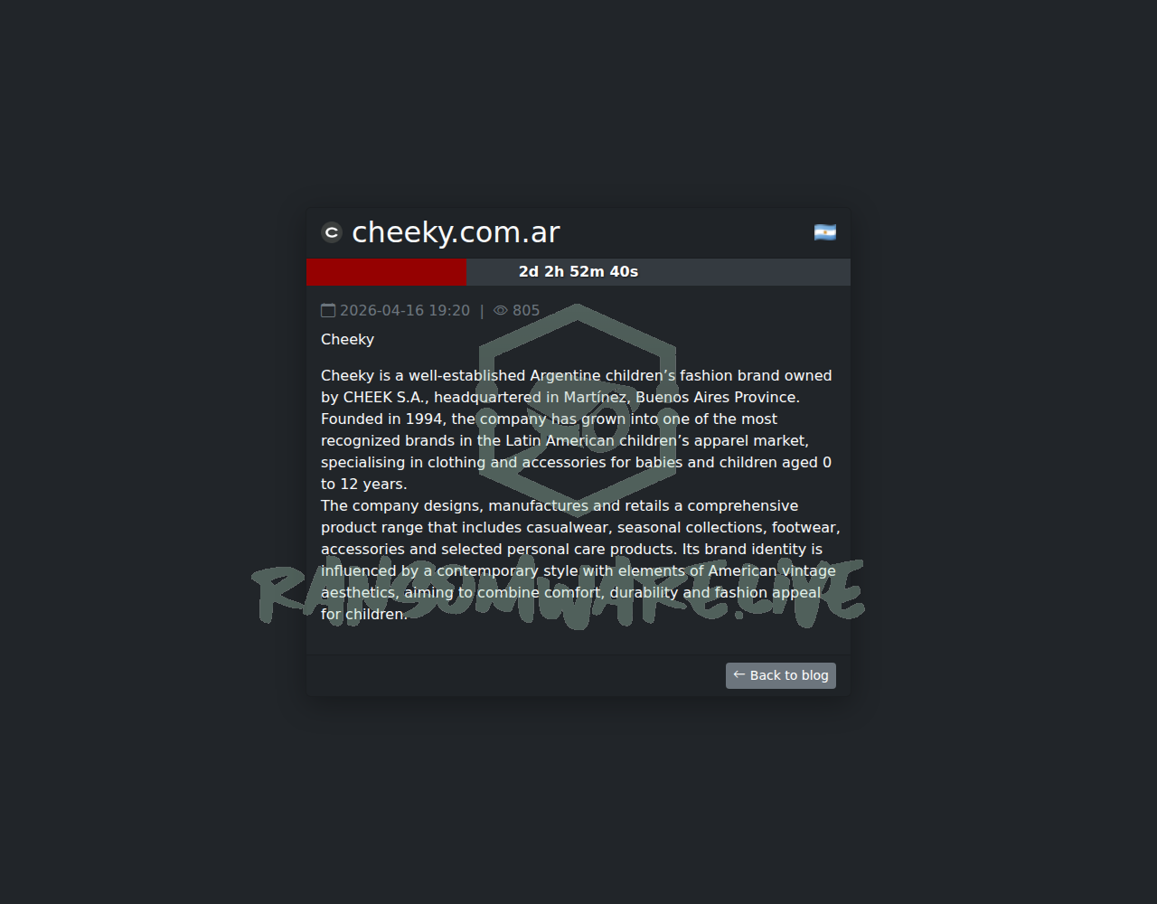 Leak site post claiming cheeky.com.ar data breach