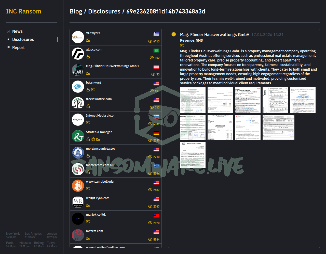 Leak site post claiming Mag. Fünder Hausverwaltungs GmbH data breach